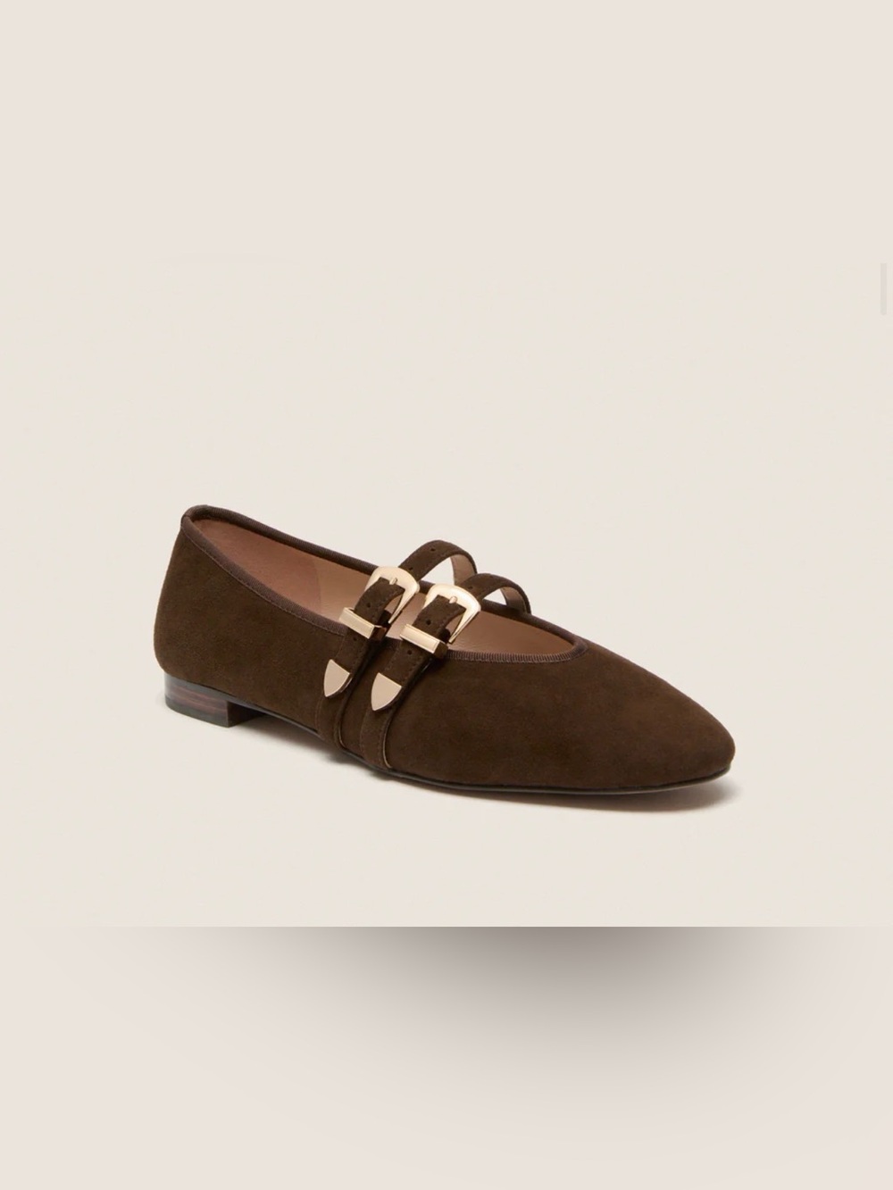 Tuckernuck Chocolate Suede Buckle Nina Flats - size 6.5